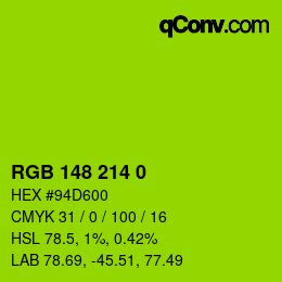 Color code: RGB 148 214 0 | qconv.com