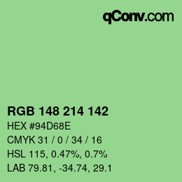 Color code: RGB 148 214 142 | qconv.com