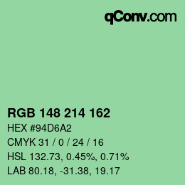 Color code: RGB 148 214 162 | qconv.com