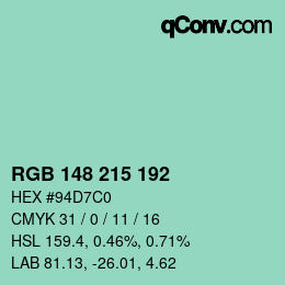 Color code: RGB 148 215 192 | qconv.com