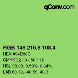 カラーコード: RGB 148 216.8 108.4 | qconv.com