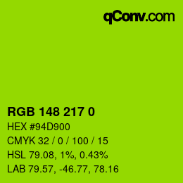 Color code: RGB 148 217 0 | qconv.com