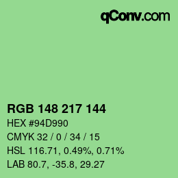 Color code: RGB 148 217 144 | qconv.com