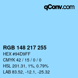 カラーコード: RGB 148 217 255 | qconv.com