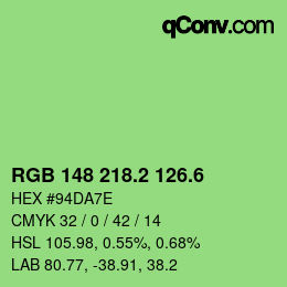 カラーコード: RGB 148 218.2 126.6 | qconv.com