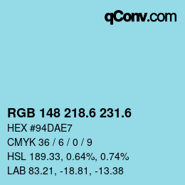 カラーコード: RGB 148 218.6 231.6 | qconv.com