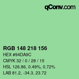 カラーコード: RGB 148 218 156 | qconv.com