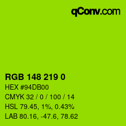 Color code: RGB 148 219 0 | qconv.com