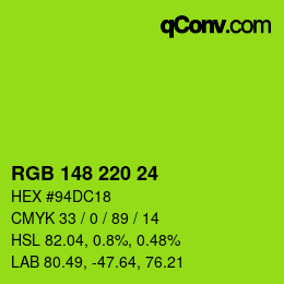 Color code: RGB 148 220 24 | qconv.com