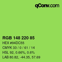 Color code: RGB 148 220 85 | qconv.com