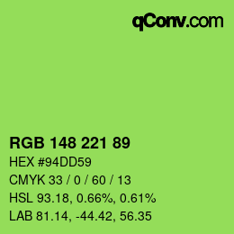 Color code: RGB 148 221 89 | qconv.com