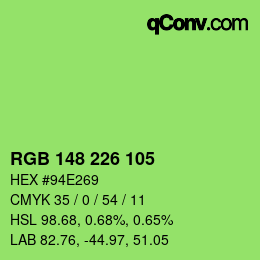Color code: RGB 148 226 105 | qconv.com