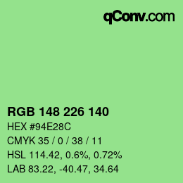 Color code: RGB 148 226 140 | qconv.com