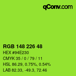Color code: RGB 148 226 48 | qconv.com