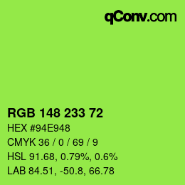 Color code: RGB 148 233 72 | qconv.com