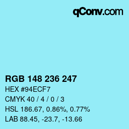 Color code: RGB 148 236 247 | qconv.com