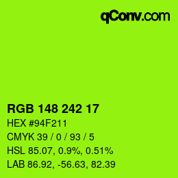 Color code: RGB 148 242 17 | qconv.com