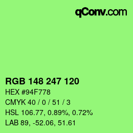 Color code: RGB 148 247 120 | qconv.com
