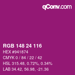 カラーコード: RGB 148 24 116 | qconv.com