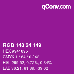 カラーコード: RGB 148 24 149 | qconv.com