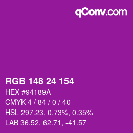 颜色代码: RGB 148 24 154 | qconv.com