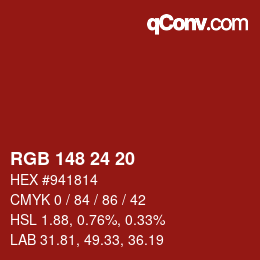 カラーコード: RGB 148 24 20 | qconv.com