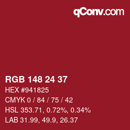 カラーコード: RGB 148 24 37 | qconv.com