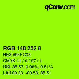 Color code: RGB 148 252 8 | qconv.com