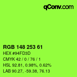カラーコード: RGB 148 253 61 | qconv.com