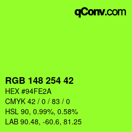颜色代码: RGB 148 254 42 | qconv.com