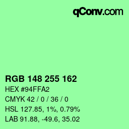 Color code: RGB 148 255 162 | qconv.com