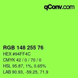 Color code: RGB 148 255 76 | qconv.com