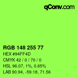 颜色代码: RGB 148 255 77 | qconv.com
