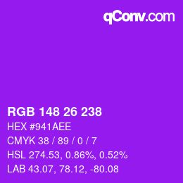 Color code: RGB 148 26 238 | qconv.com