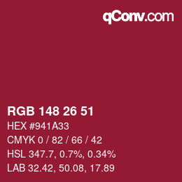 Farbcode: RGB 148 26 51 | qconv.com