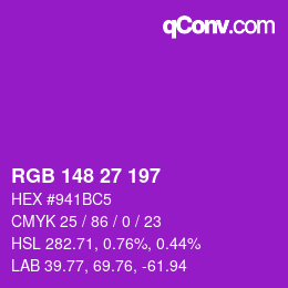 Color code: RGB 148 27 197 | qconv.com