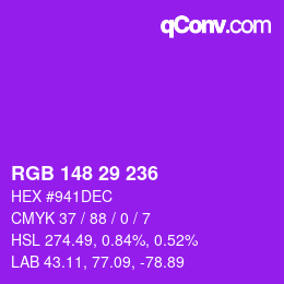カラーコード: RGB 148 29 236 | qconv.com