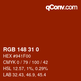 カラーコード: RGB 148 31 0 | qconv.com