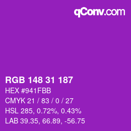 Color code: RGB 148 31 187 | qconv.com