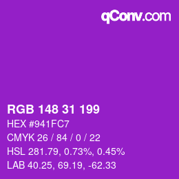 Color code: RGB 148 31 199 | qconv.com