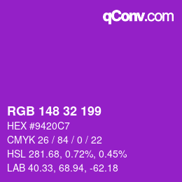 Color code: RGB 148 32 199 | qconv.com