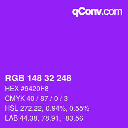 Color code: RGB 148 32 248 | qconv.com