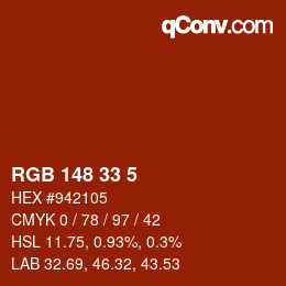 Código de color: RGB 148 33 5 | qconv.com