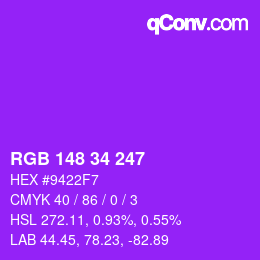 颜色代码: RGB 148 34 247 | qconv.com