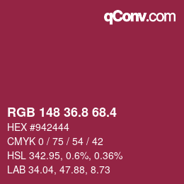 カラーコード: RGB 148 36.8 68.4 | qconv.com