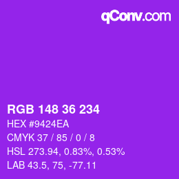 Color code: RGB 148 36 234 | qconv.com