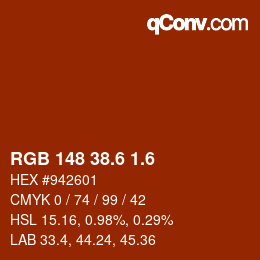 カラーコード: RGB 148 38.6 1.6 | qconv.com