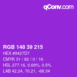 Color code: RGB 148 39 215 | qconv.com