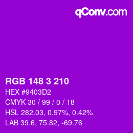 Color code: RGB 148 3 210 | qconv.com