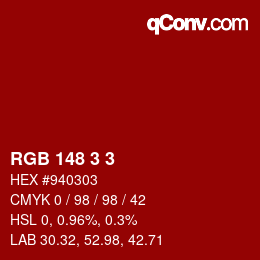 Color code: RGB 148 3 3 | qconv.com